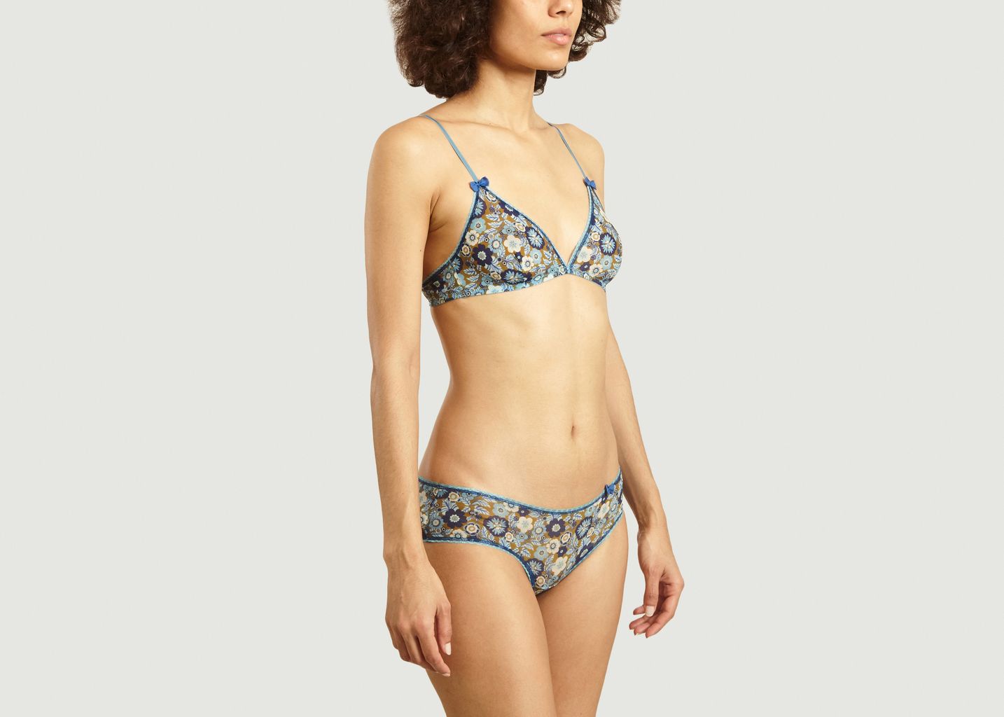Floral pattern triangle bra without underwire - Momoni