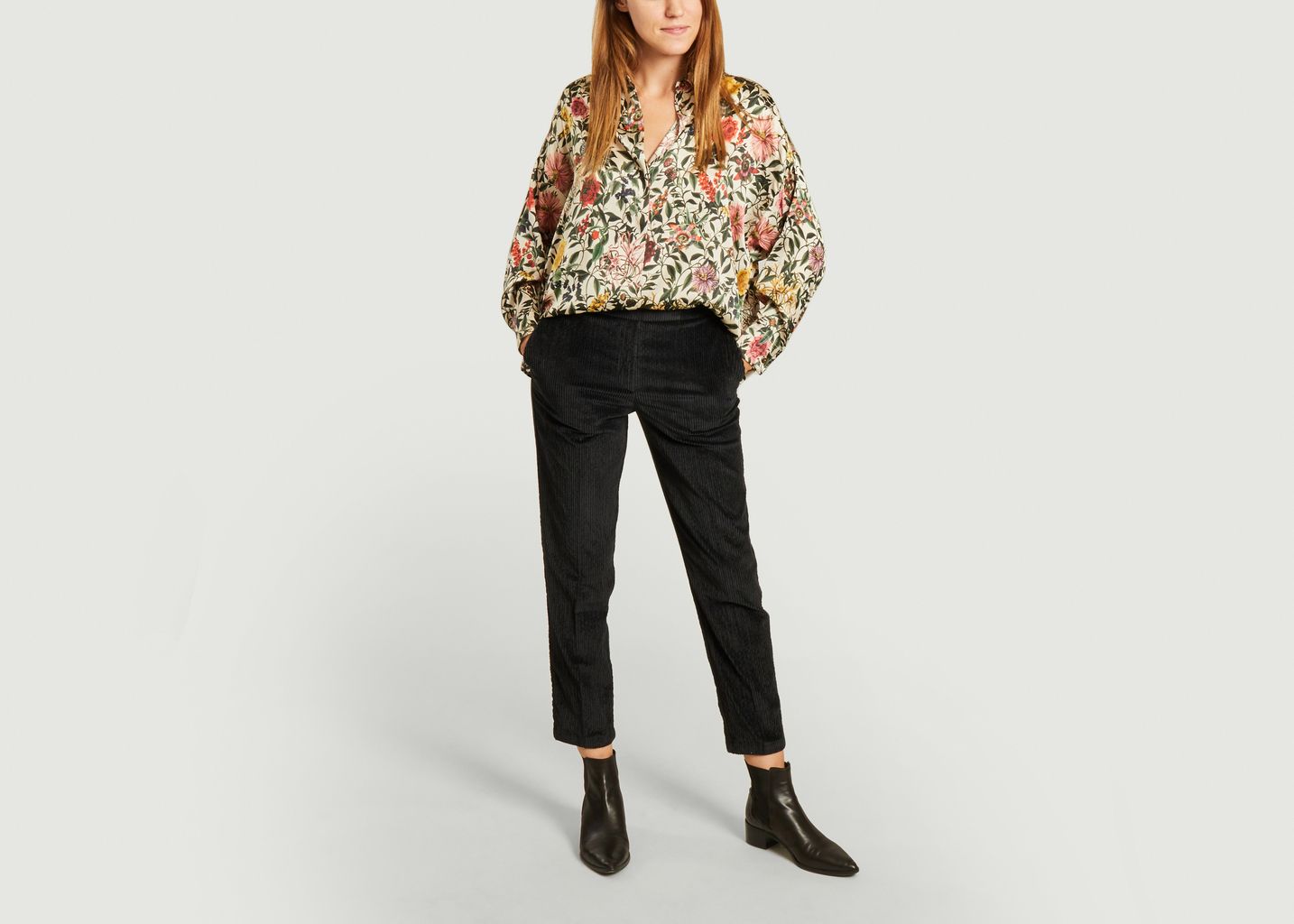 Aita flower print silk blouse - Momoni