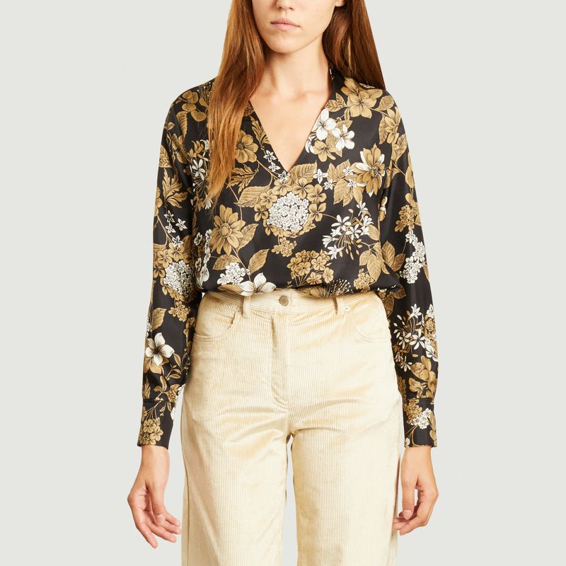 Acquamarina flower print silk blouse Black Momoni | L’Exception