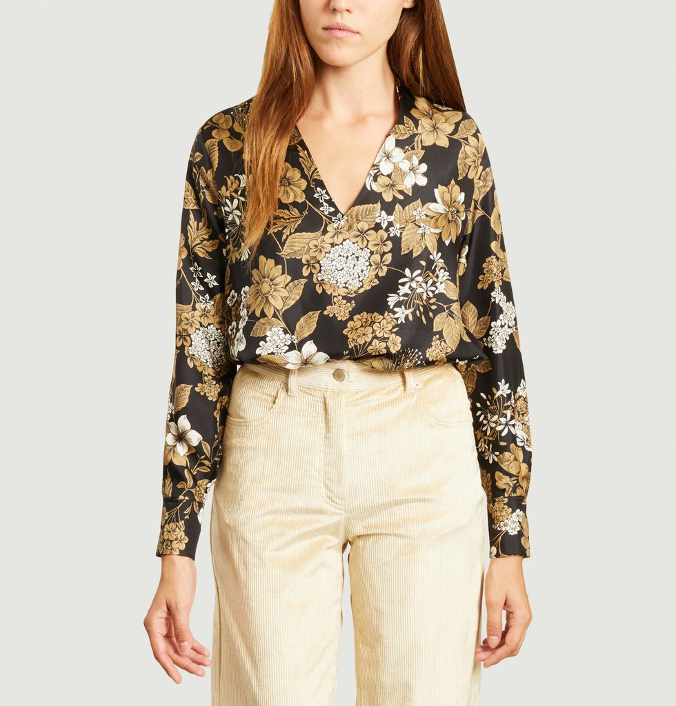Acquamarina flower print silk blouse Black Momoni | L’Exception