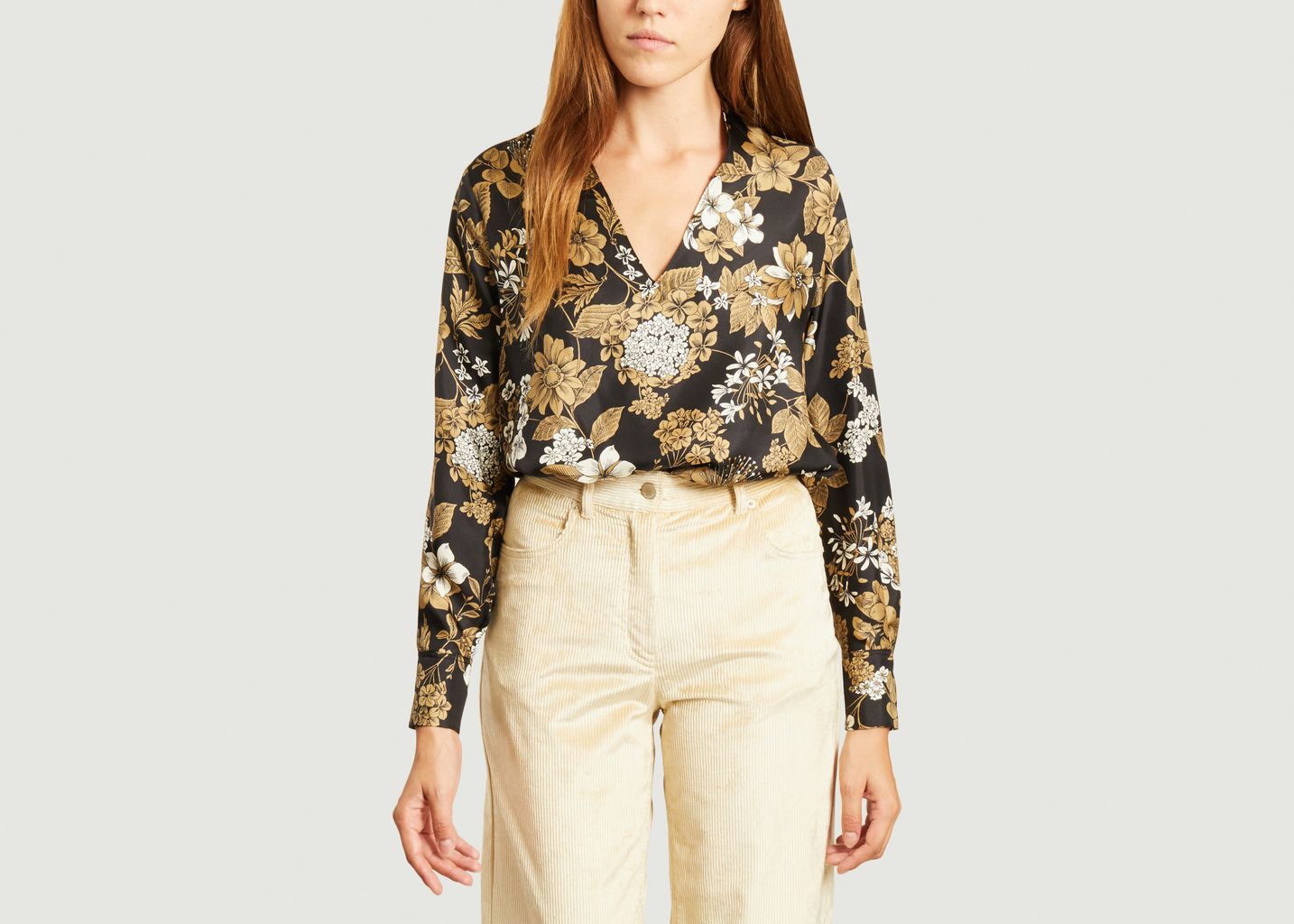 Acquamarina flower print silk blouse - Momoni