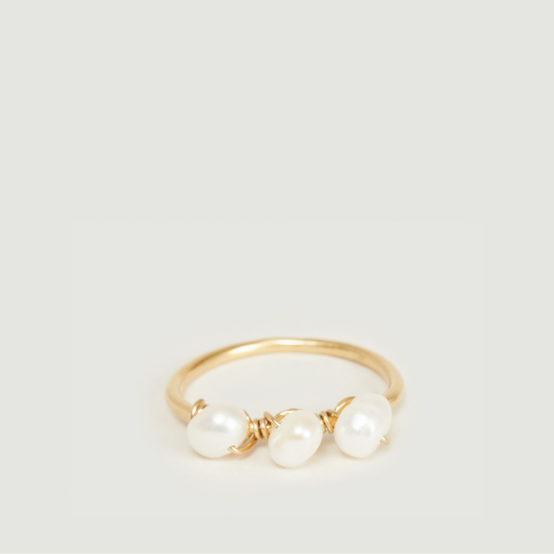 Tia yellow vermeil and pearls ring - Monsieur