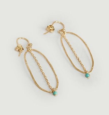 Boucles d'oreilles pendantes avec turquoise Bohème