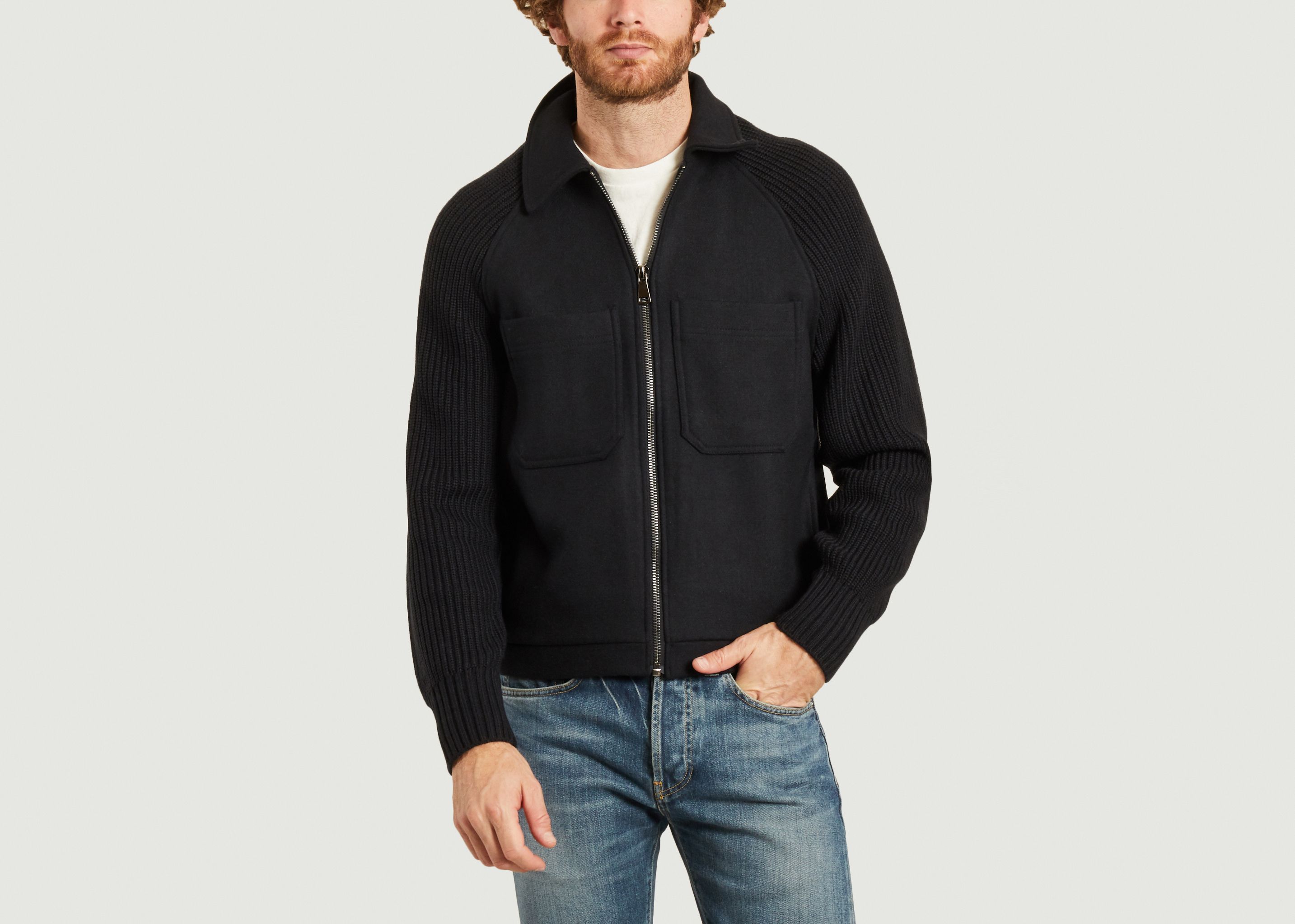 Bi-material zipped jacket - Le Mont St Michel