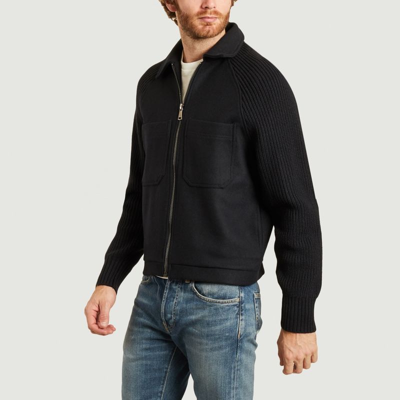 Bi-material zipped jacket - Le Mont St Michel