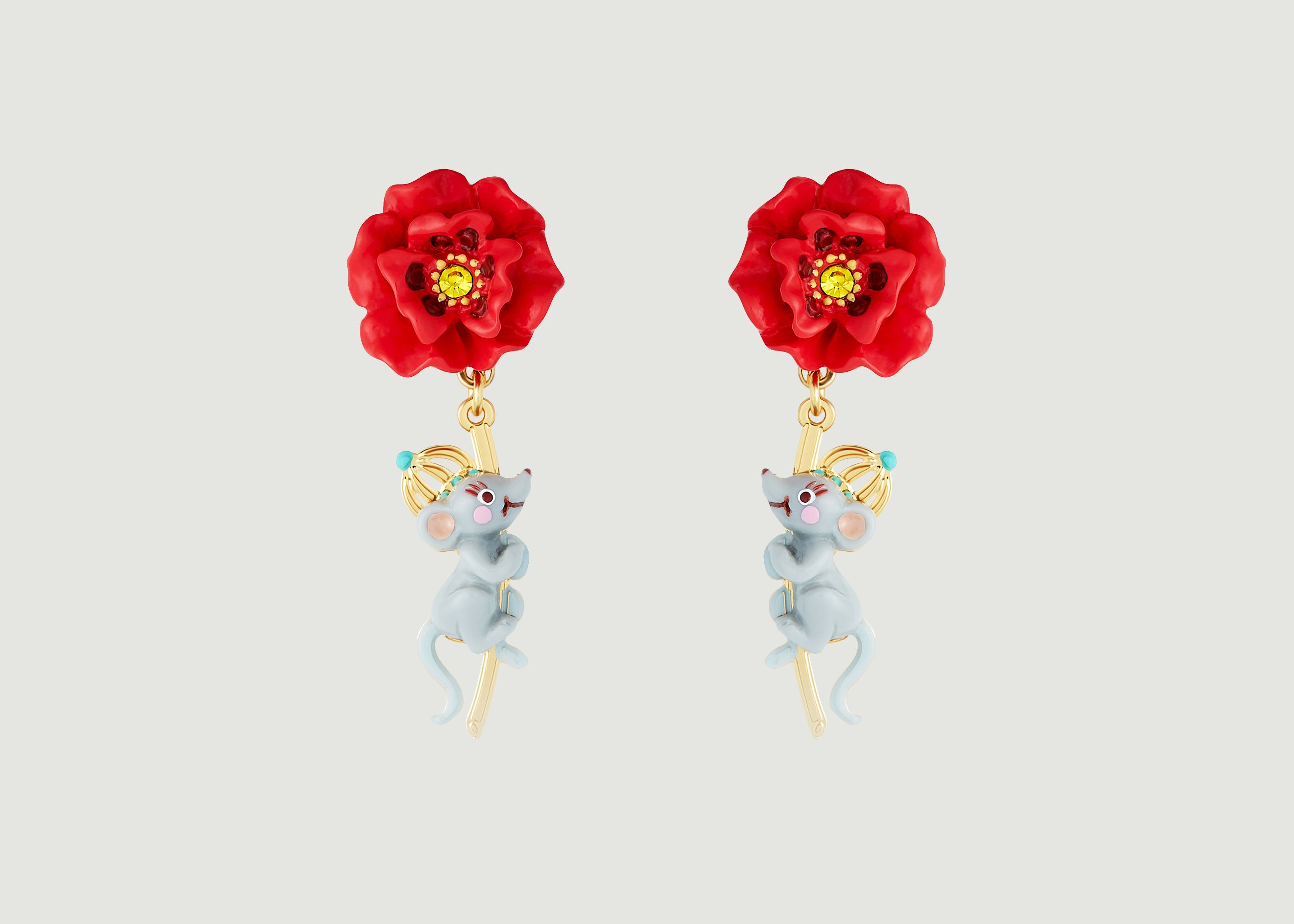 The Wizard of Oz poppy and rat dangling earrings - N2