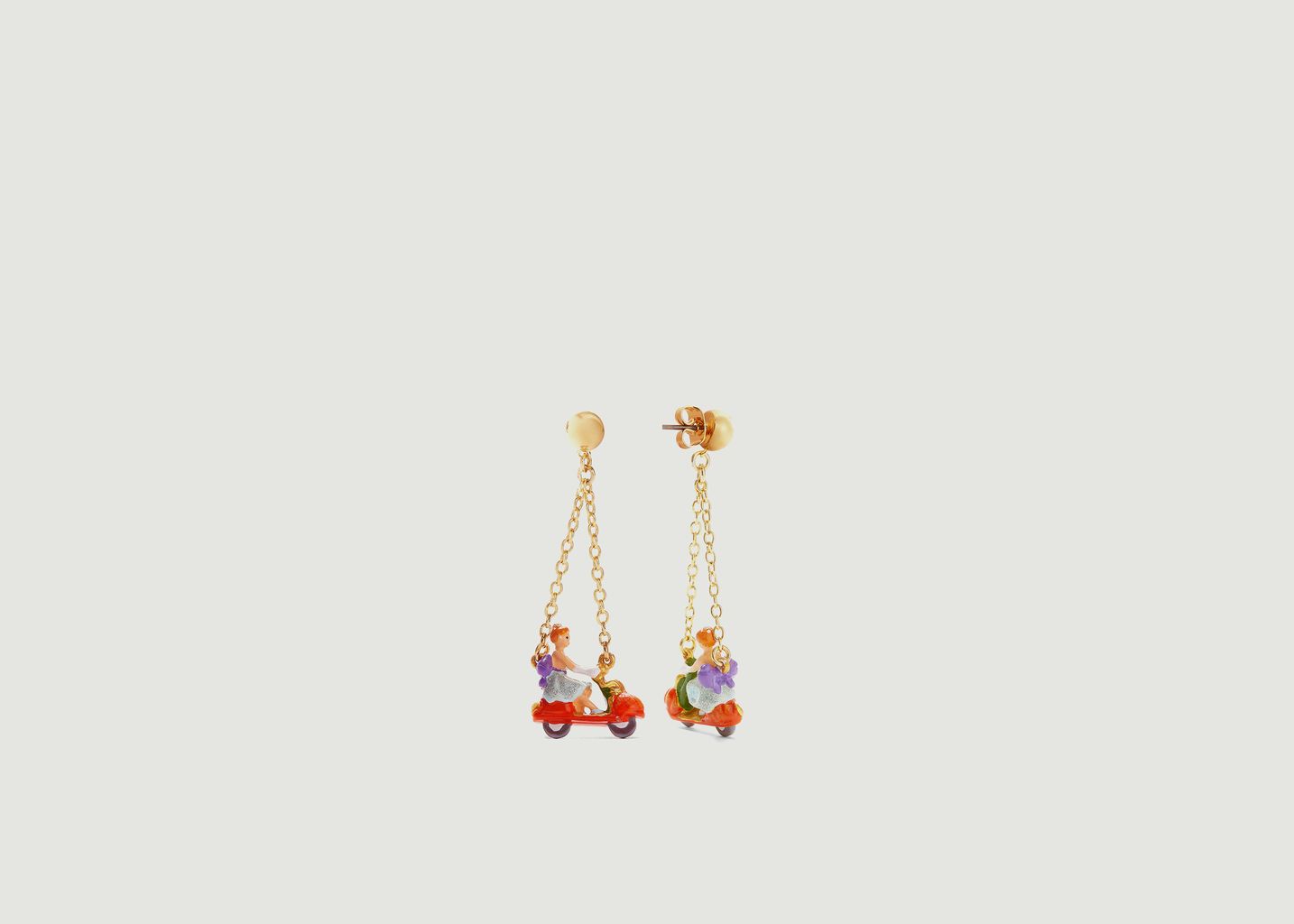 Boucles d'oreilles pendantes Cendrillon et scooter-citrouille - N2