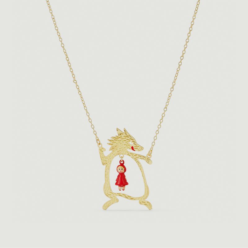 Big bad wolf and little red riding hood necklace - N2