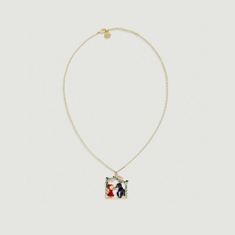 Halskette mit Blumenbogen Rotkäppchen und Wolf - N2
