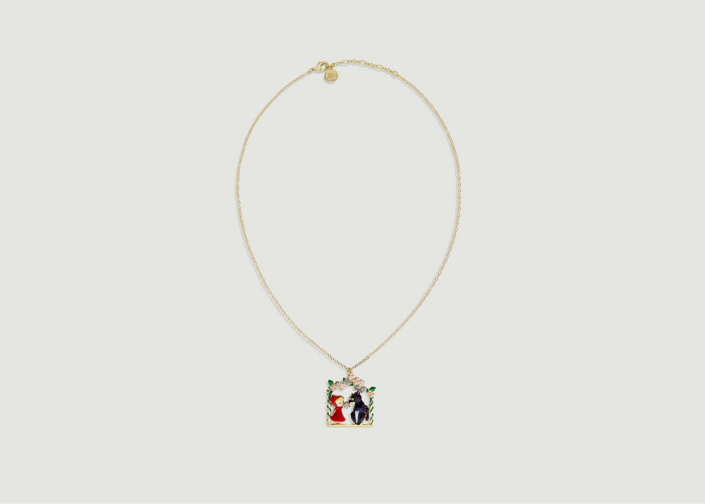 Flowered arch necklace Little red riding hood and wolf - N2