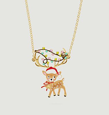 Necklace pendant reindeer and garland:
