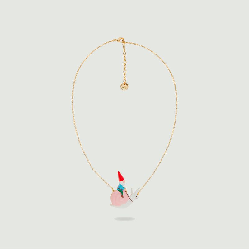 Necklace chain with garden gnome pendant Champimignon - N2