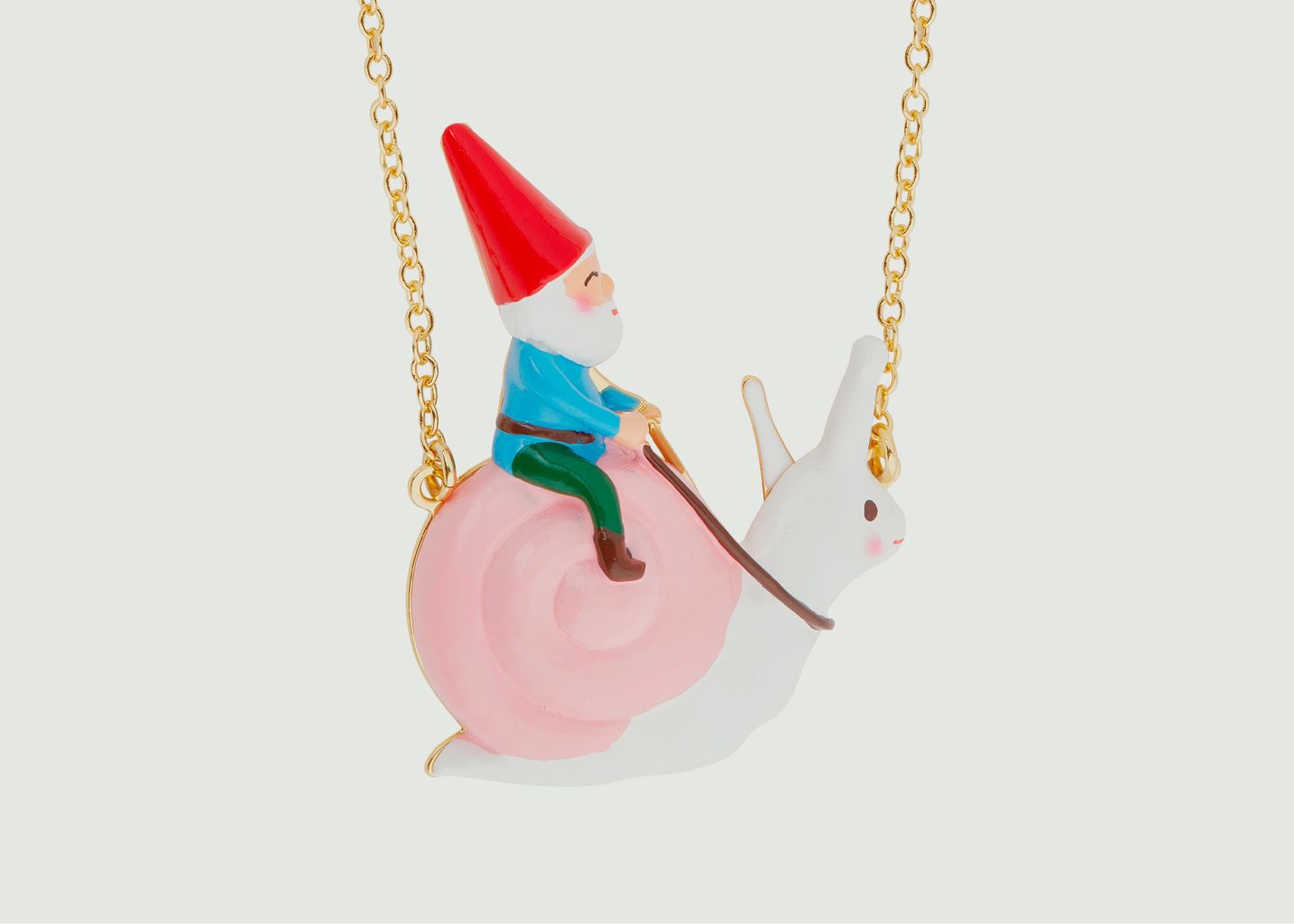 Necklace chain with garden gnome pendant Champimignon - N2
