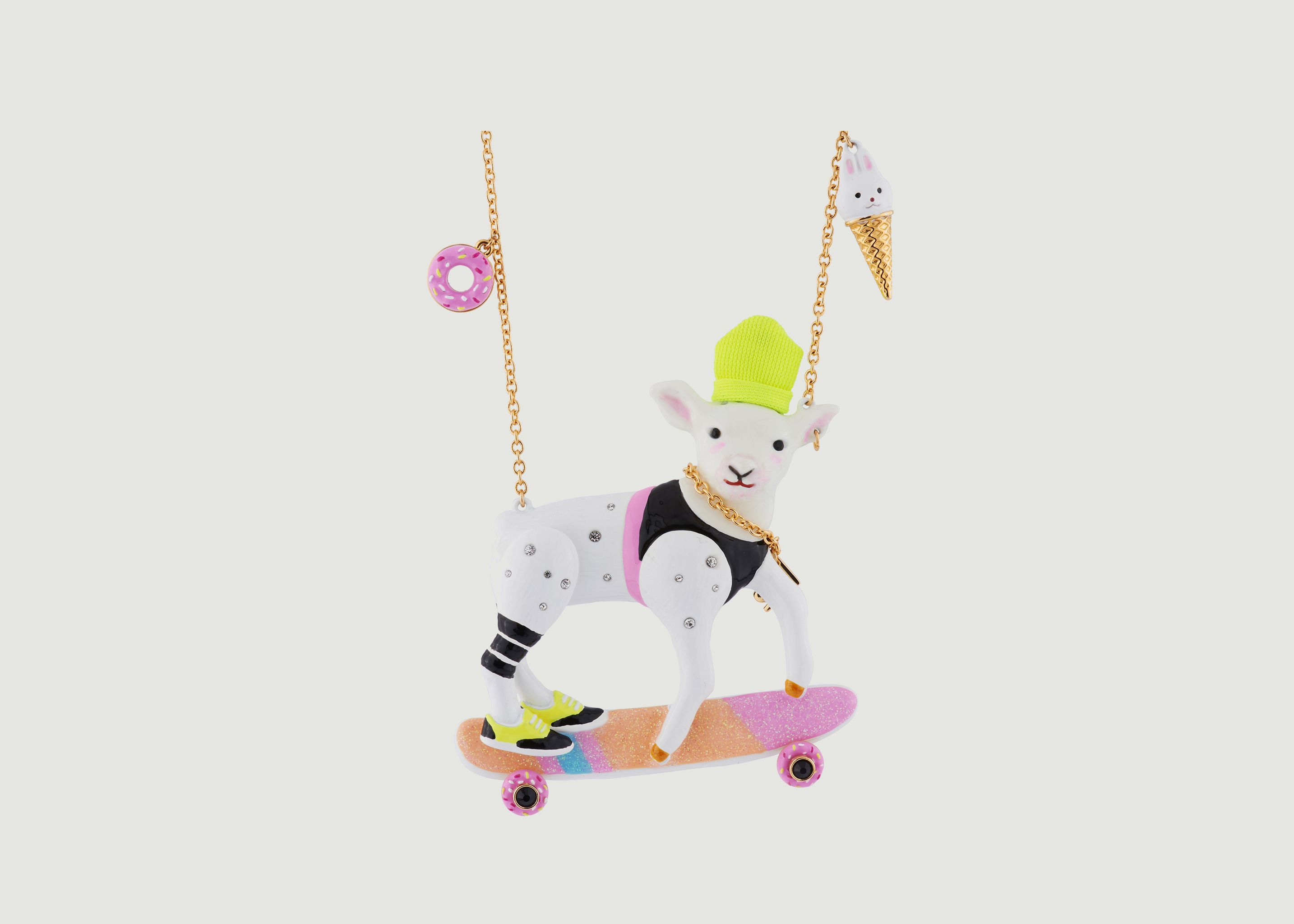 Skateboarding Sheep Necklace - N2