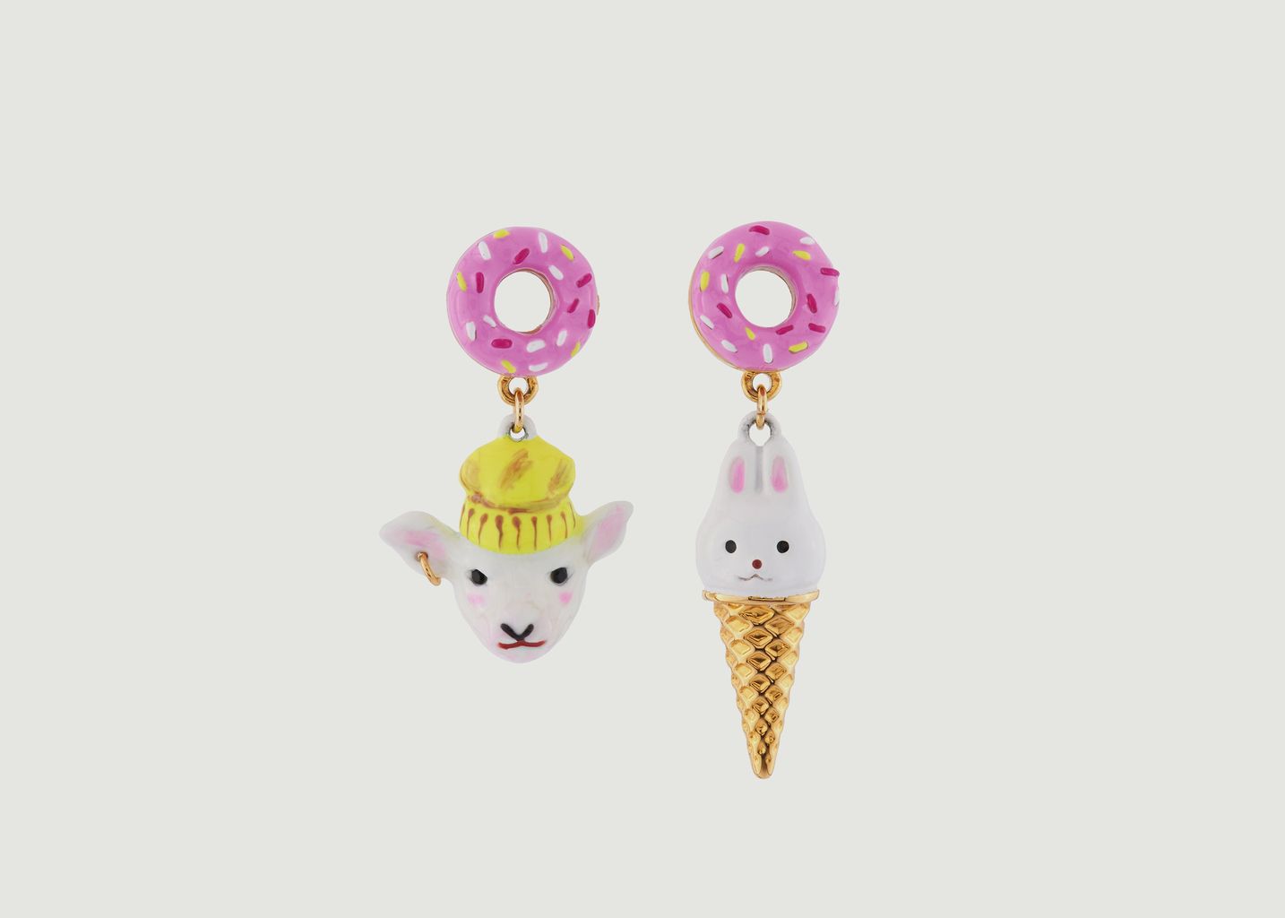 Sheep and Ice Cream Pendant Earrings - N2