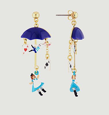 Alice umbrella dangling earrings with charms