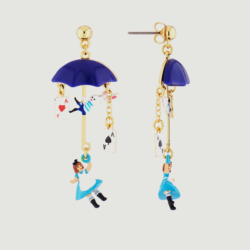 Alice umbrella dangling earrings with charms - N2