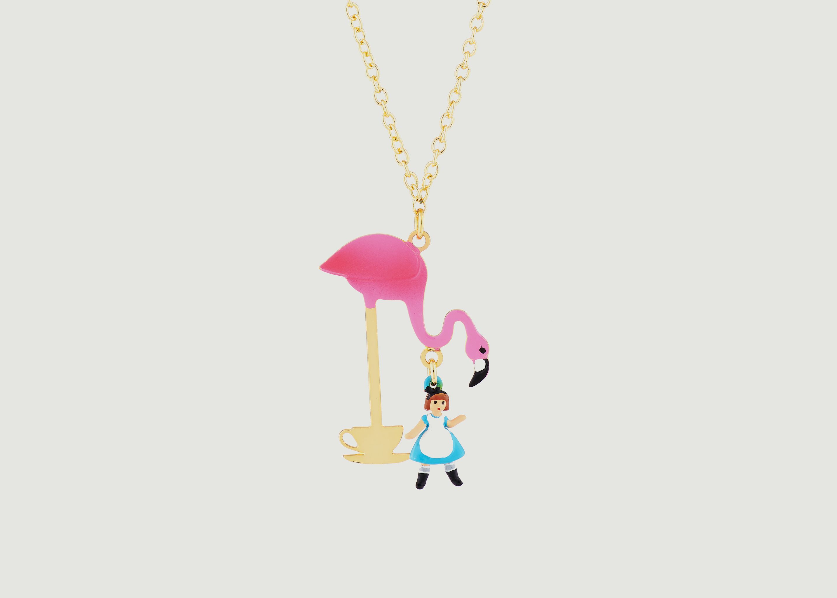 Teatime Alice Et Flamant Rose necklace with pendant - N2