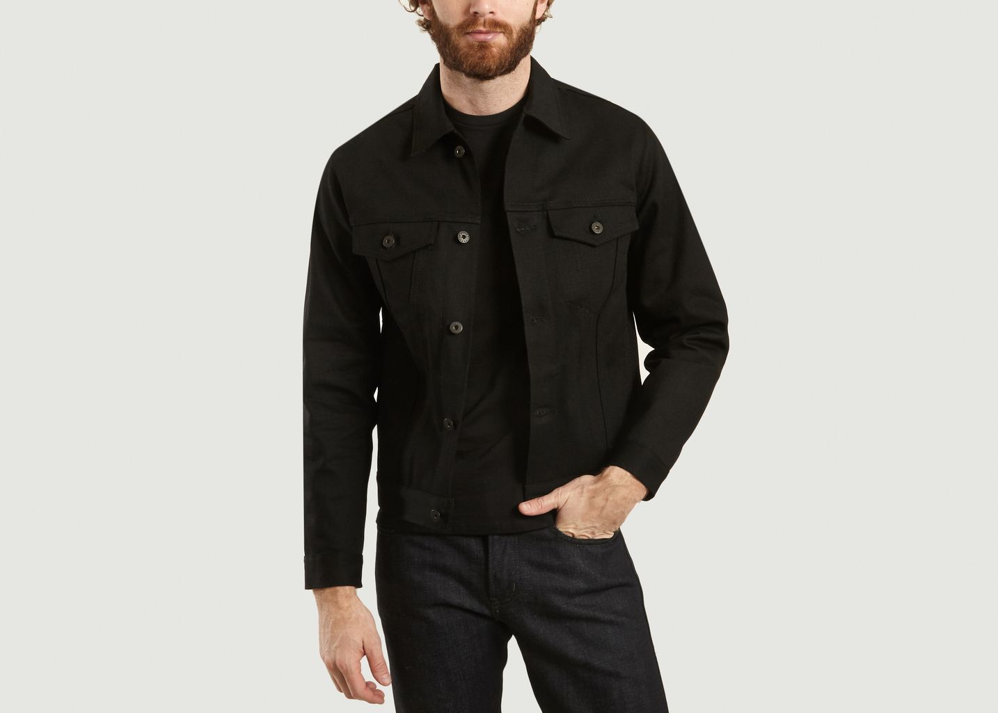 naked and famous black denim jacket