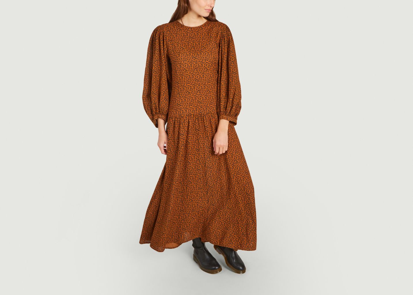 Leopard print long dress in organic cotton Federica - The new society