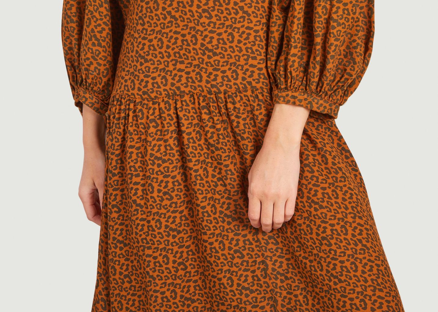 Leopard print long dress in organic cotton Federica - The new society