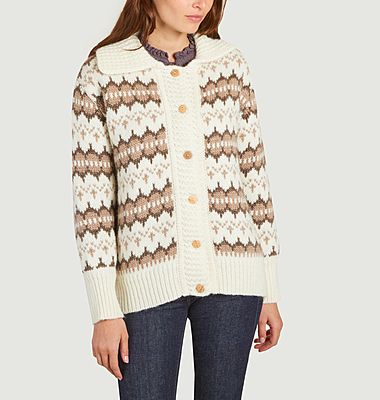 Loose-fitting Strickjacke aus Jacquard-Wolle Theo