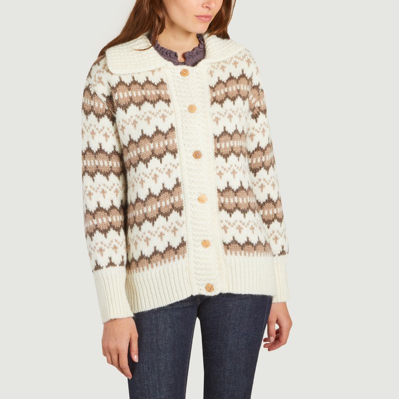 Loose-fitting cardigan in jacquard wool Theo - The new society