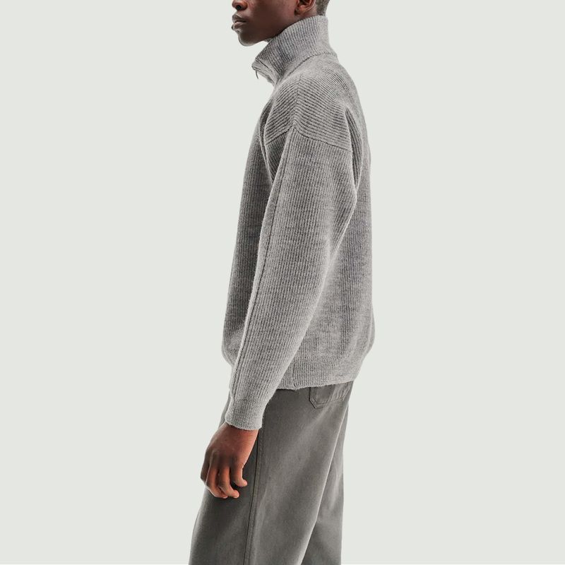 Jasper trucker-neck sweater in organic wool - noyoco