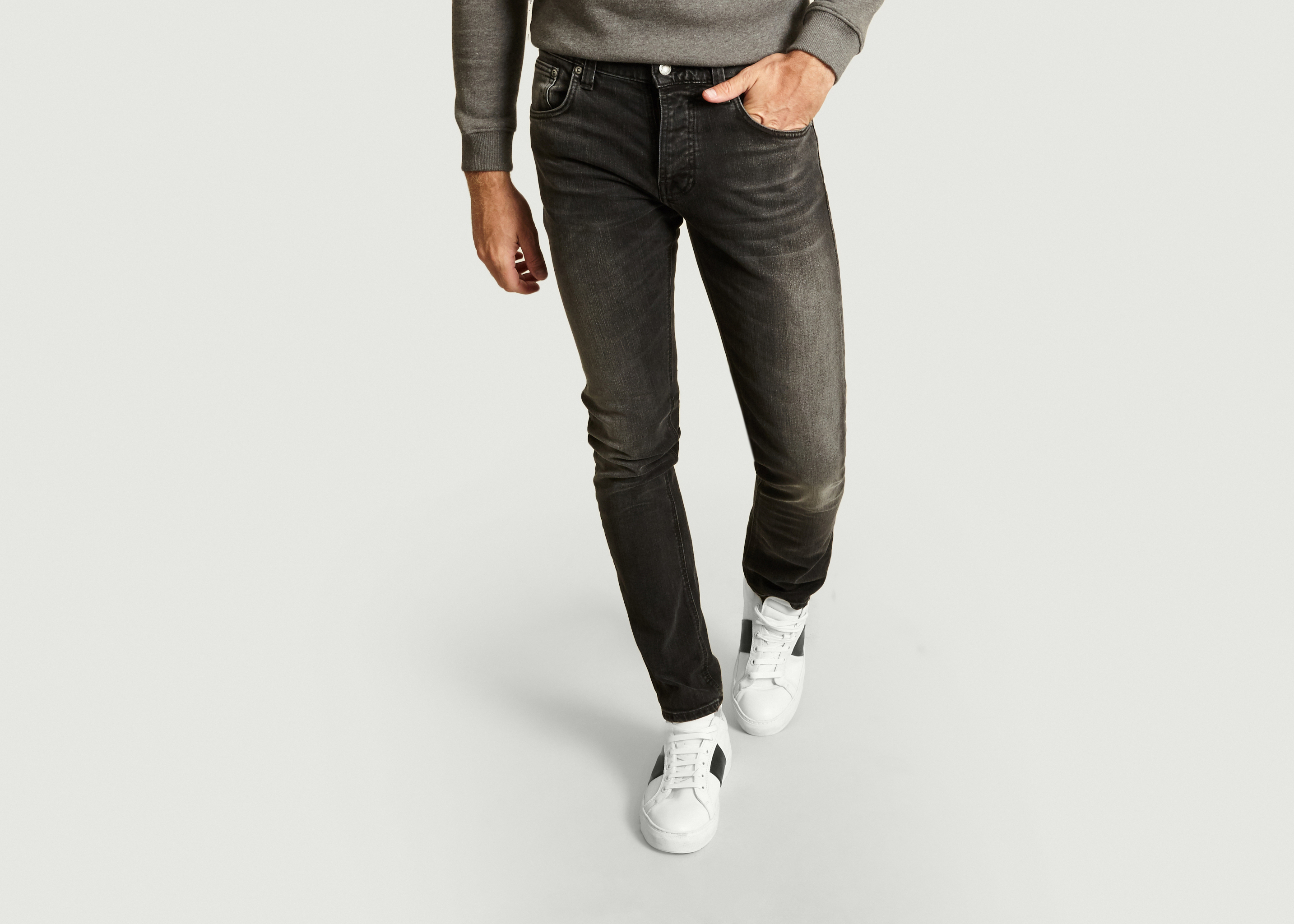 nudie jeans grim tim concrete black