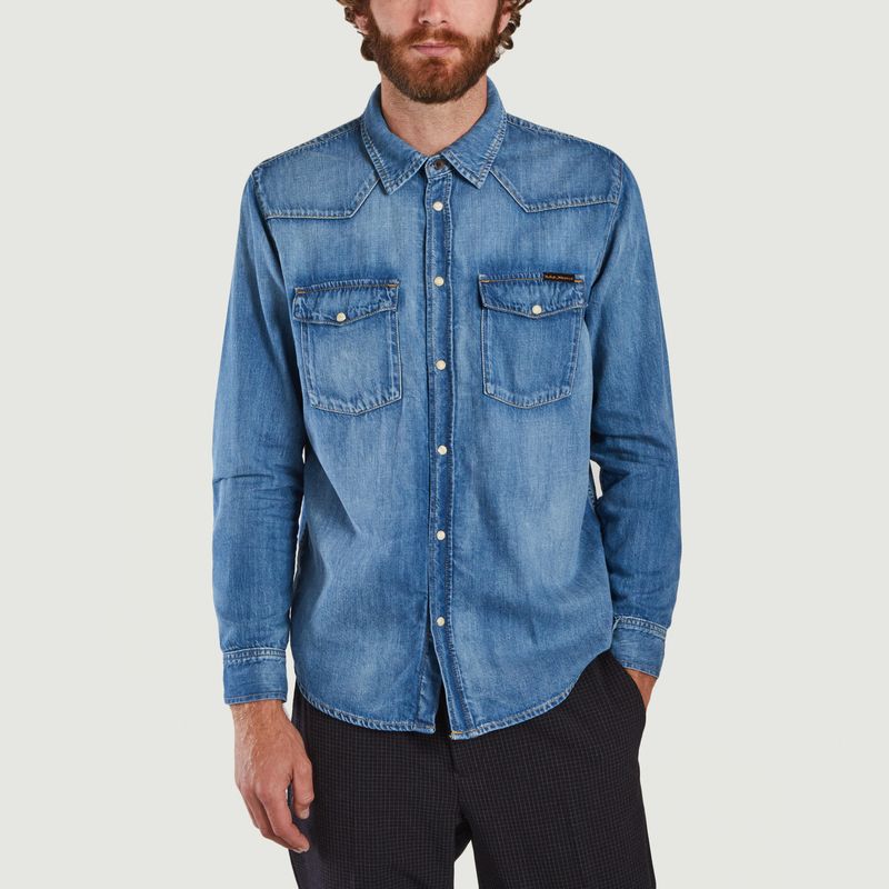 George Blue Shirt Navy Blue Nudie Jeans | L'Exception