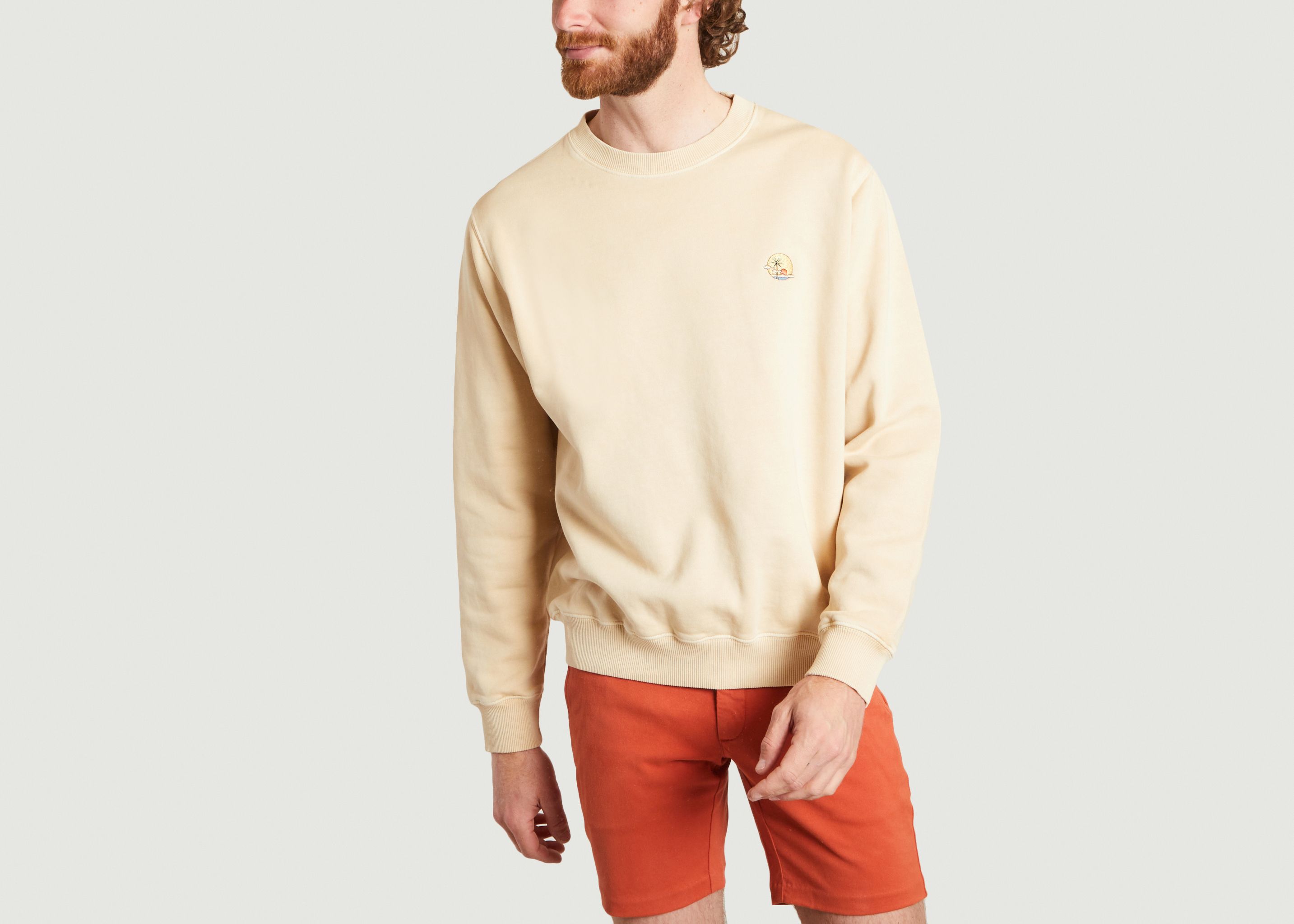 Organic cotton sweatshirt with fancy patch Lasse Sunset - Nudie Jeans