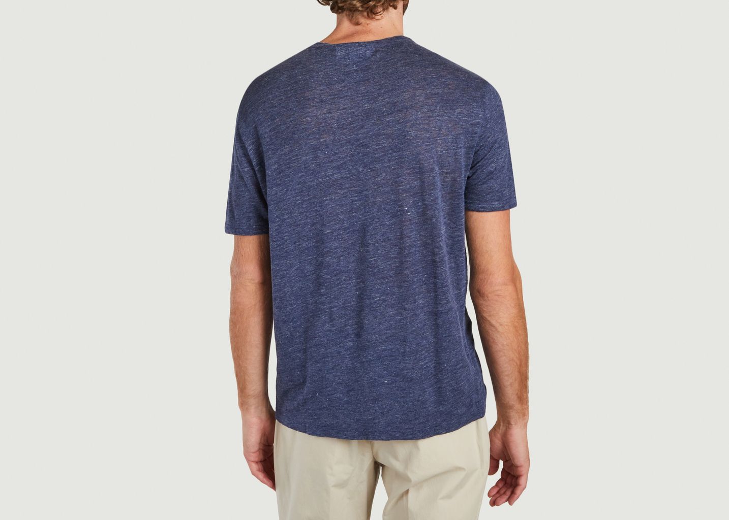 Sale Straight cut linen T-shirt Blue 