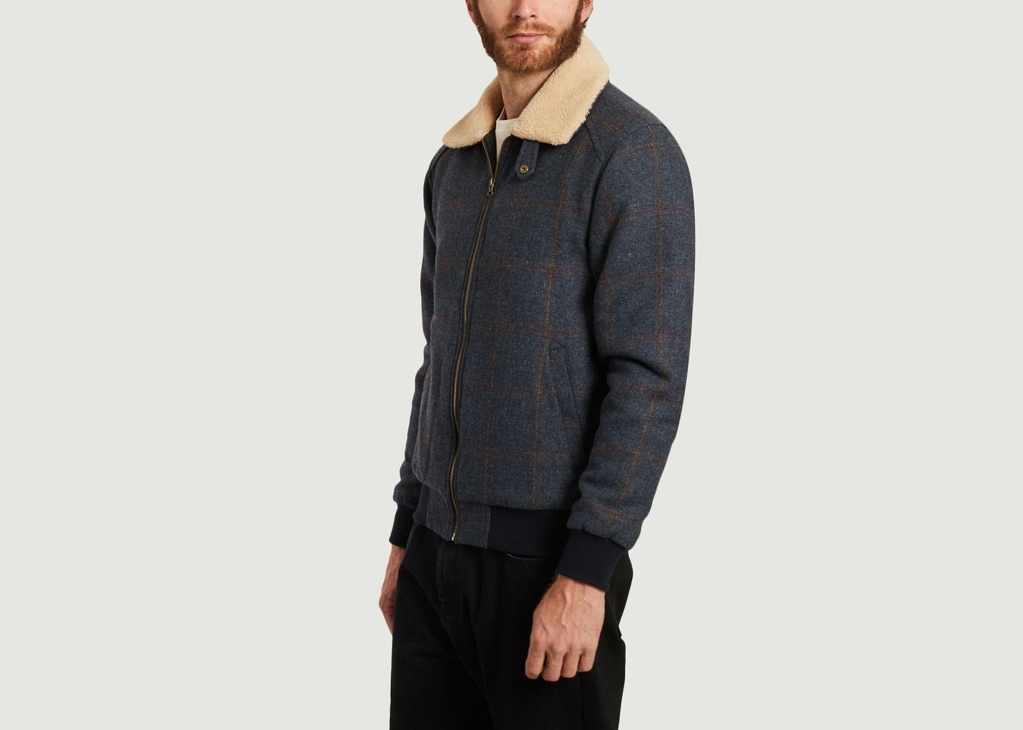 Blouson en laine à carreaux avec col effet fourrure Wander - Olow