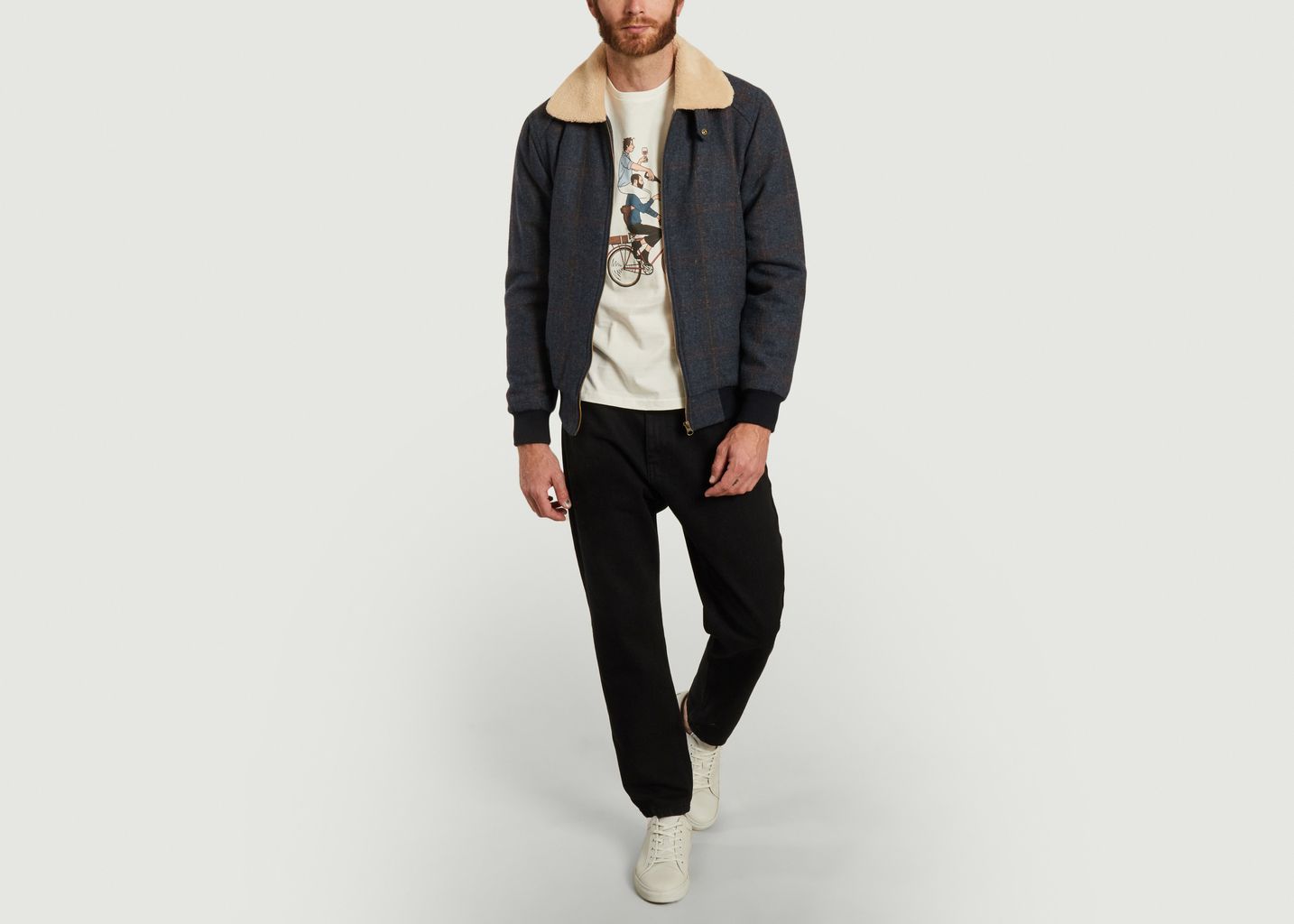 Blouson en laine à carreaux avec col effet fourrure Wander - Olow