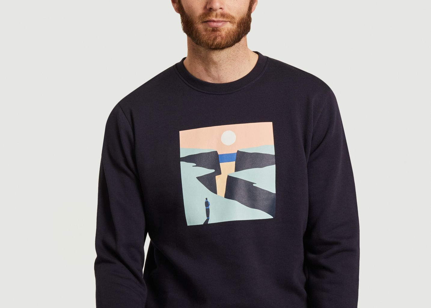 Sweatshirt en coton bio imprimé paysage Cliffs - Olow