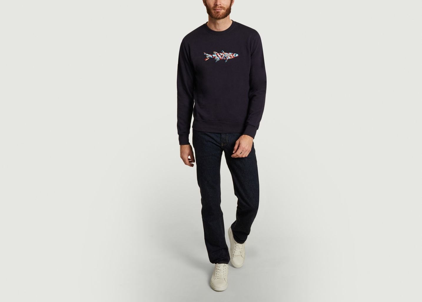 Sweatshirt en coton bio avec broderie Colorful Fish - Olow