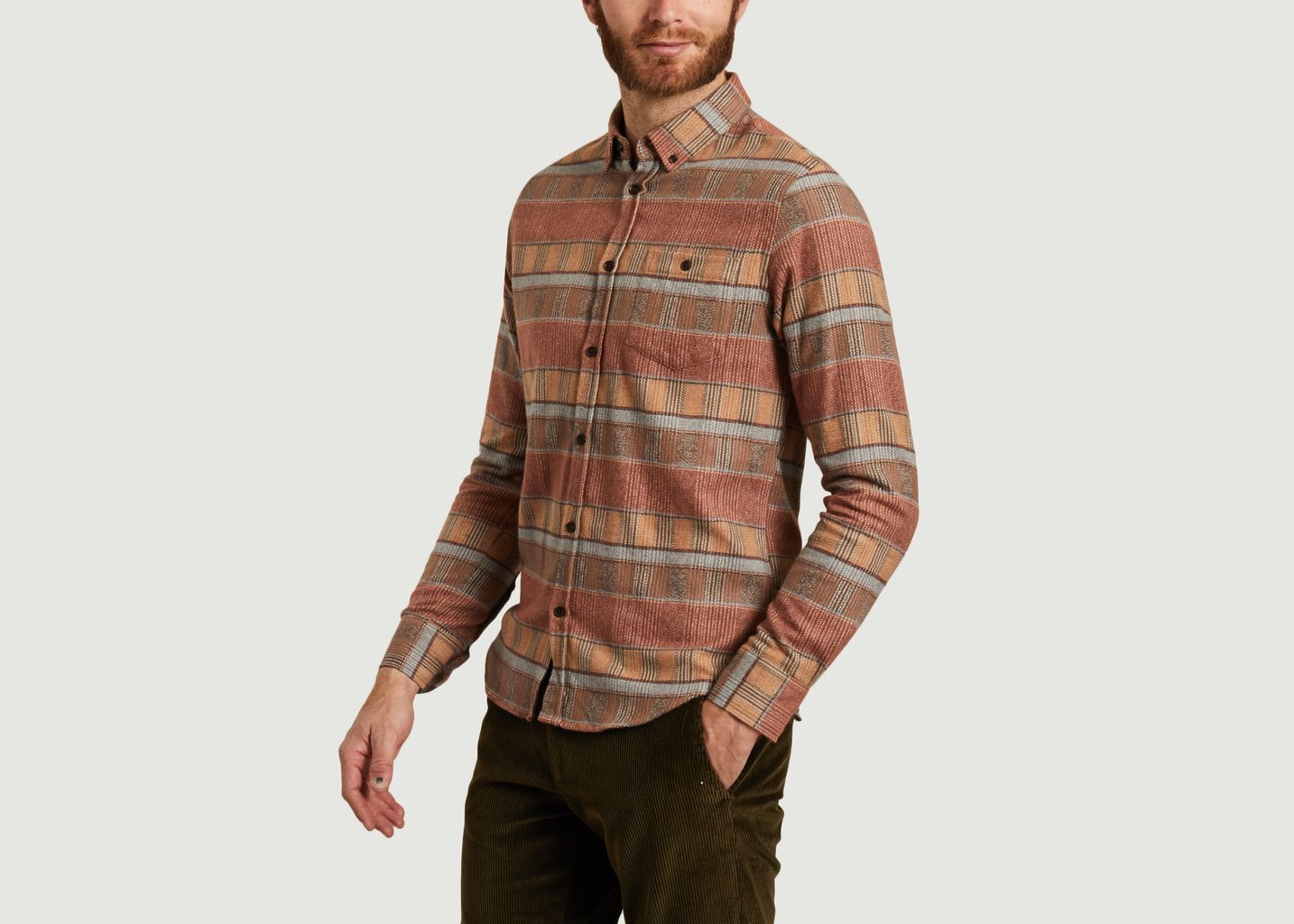 Parcel cotton flannel striped shirt - Olow