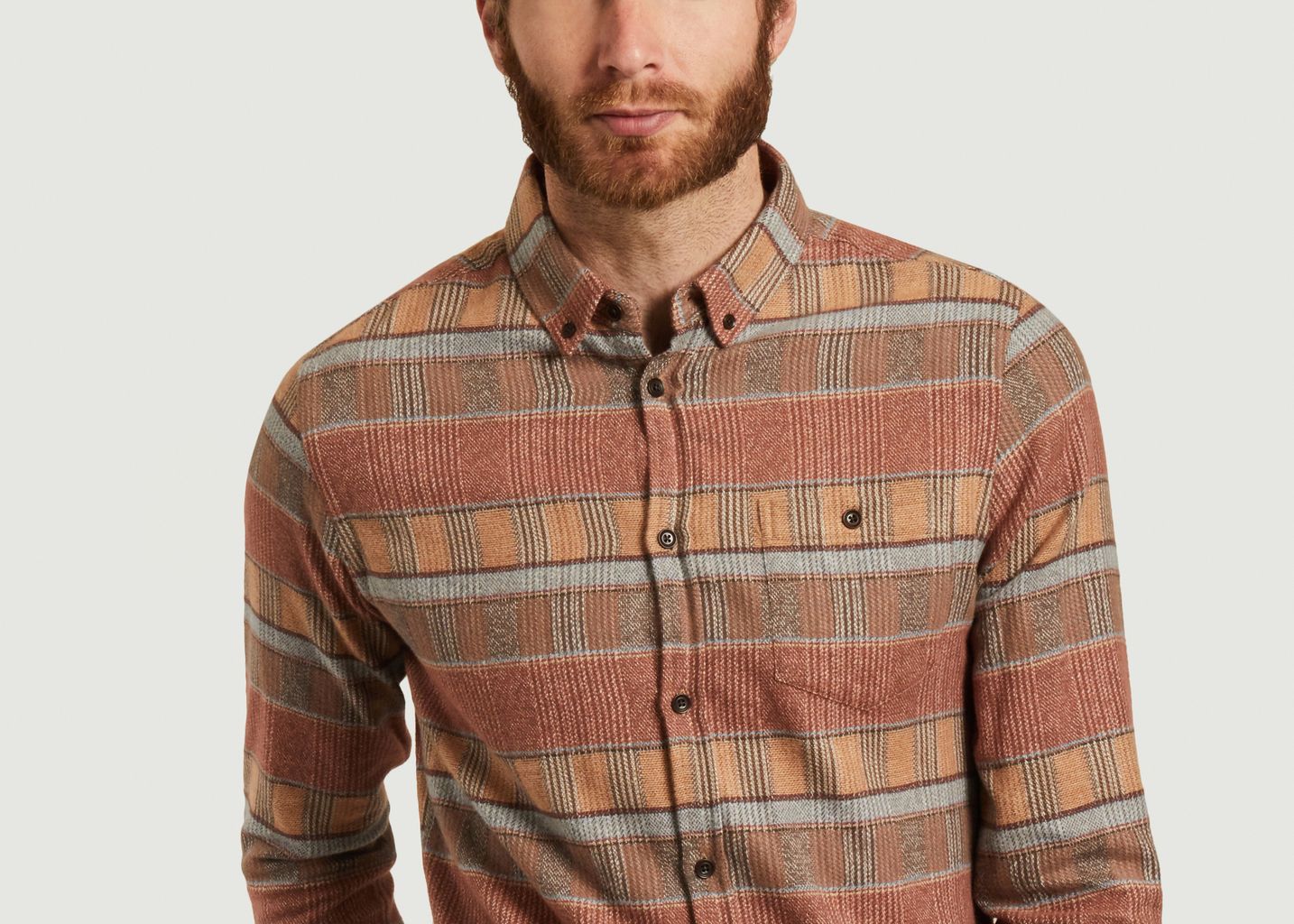 Parcel cotton flannel striped shirt - Olow