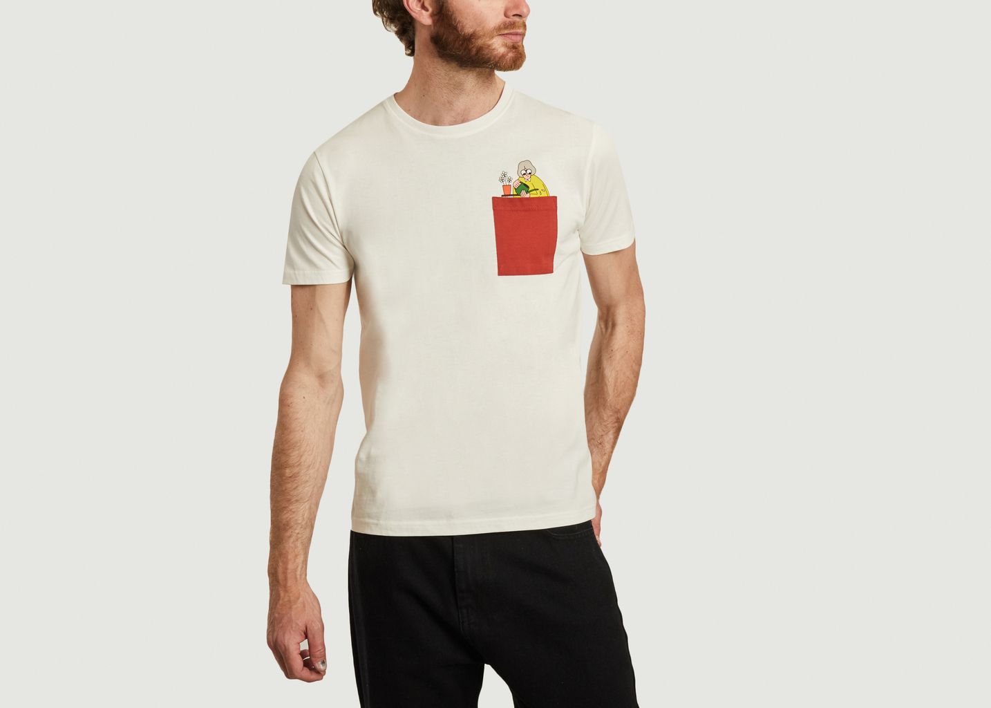 T-shirt en coton bio avec poche et imprimé Mamy - Olow