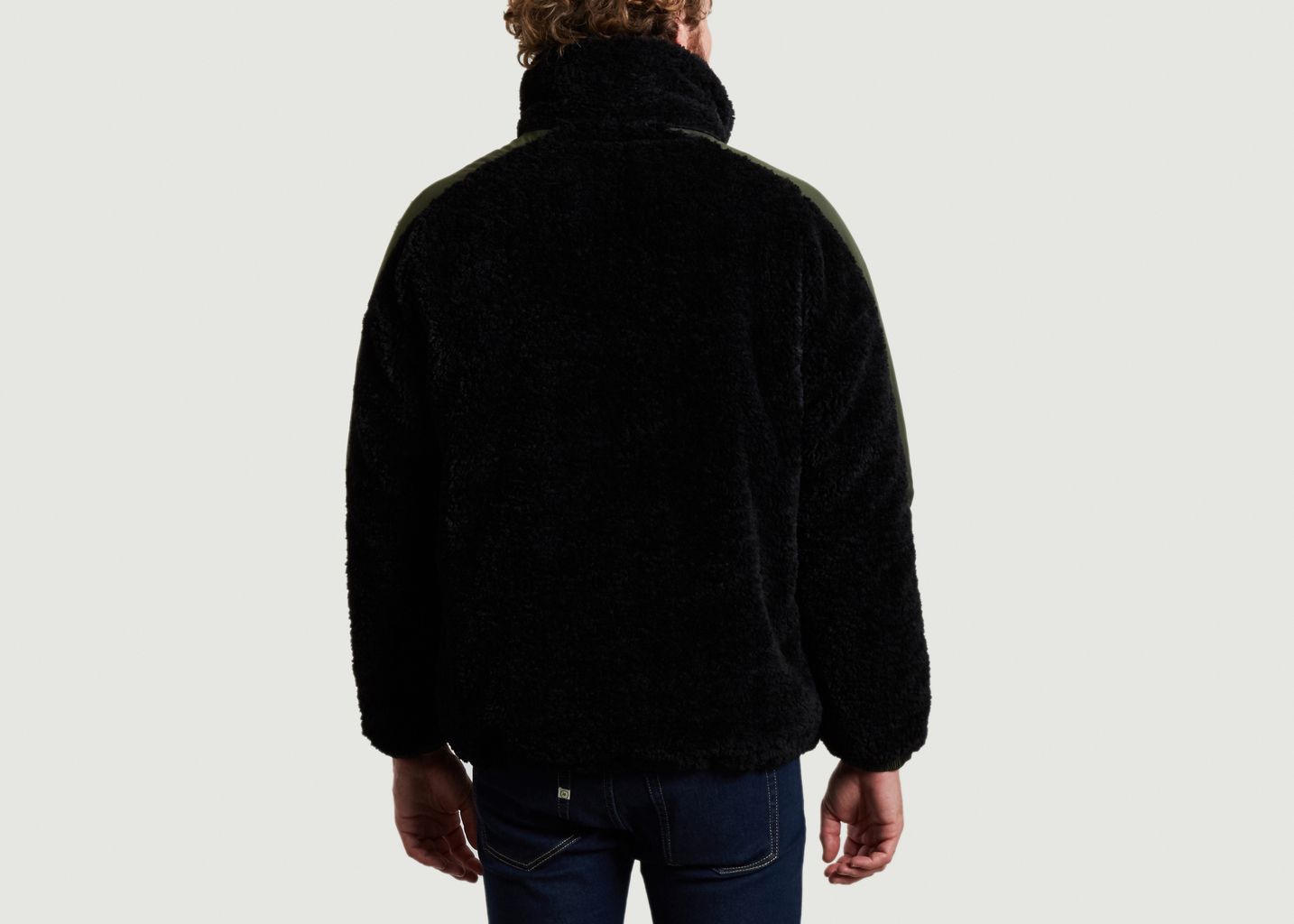 5018 oversize black faux fur sweatshirt - OOF WEAR