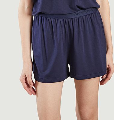 Marineblaue Tencel-Shorts
