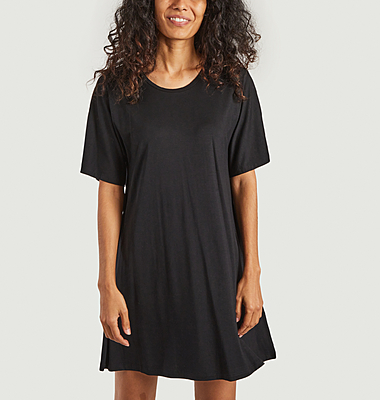 Robe t-shirt noire légère en tencel