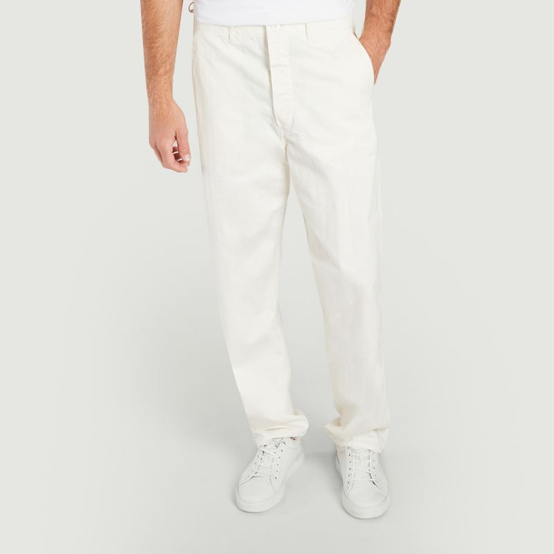 Sale Unisex French Work Pants Off White 