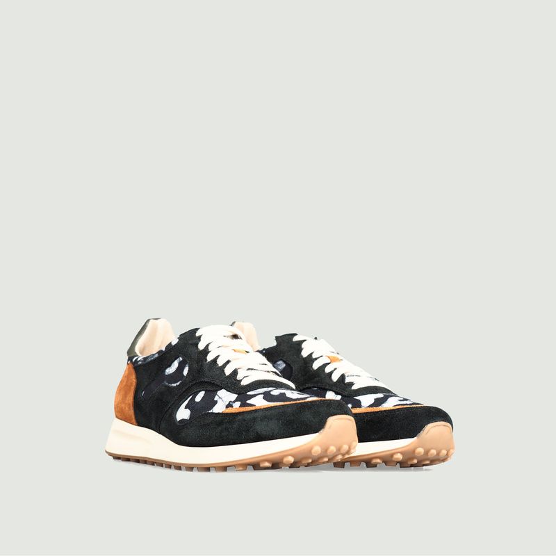 Arusha-Ebène leather and fabric running sneakers - Panafrica