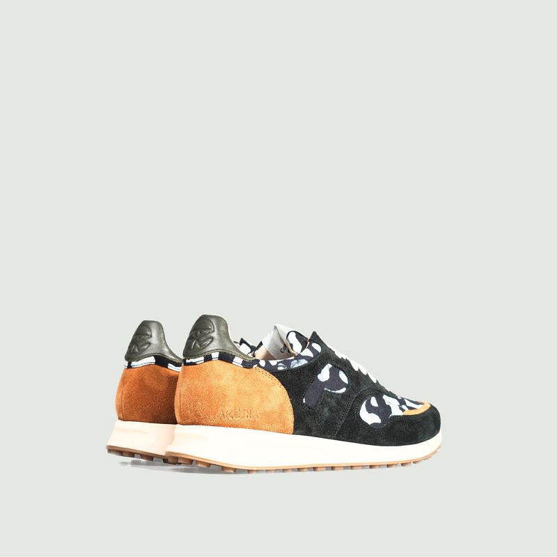 Arusha-Ebène leather and fabric running sneakers - Panafrica