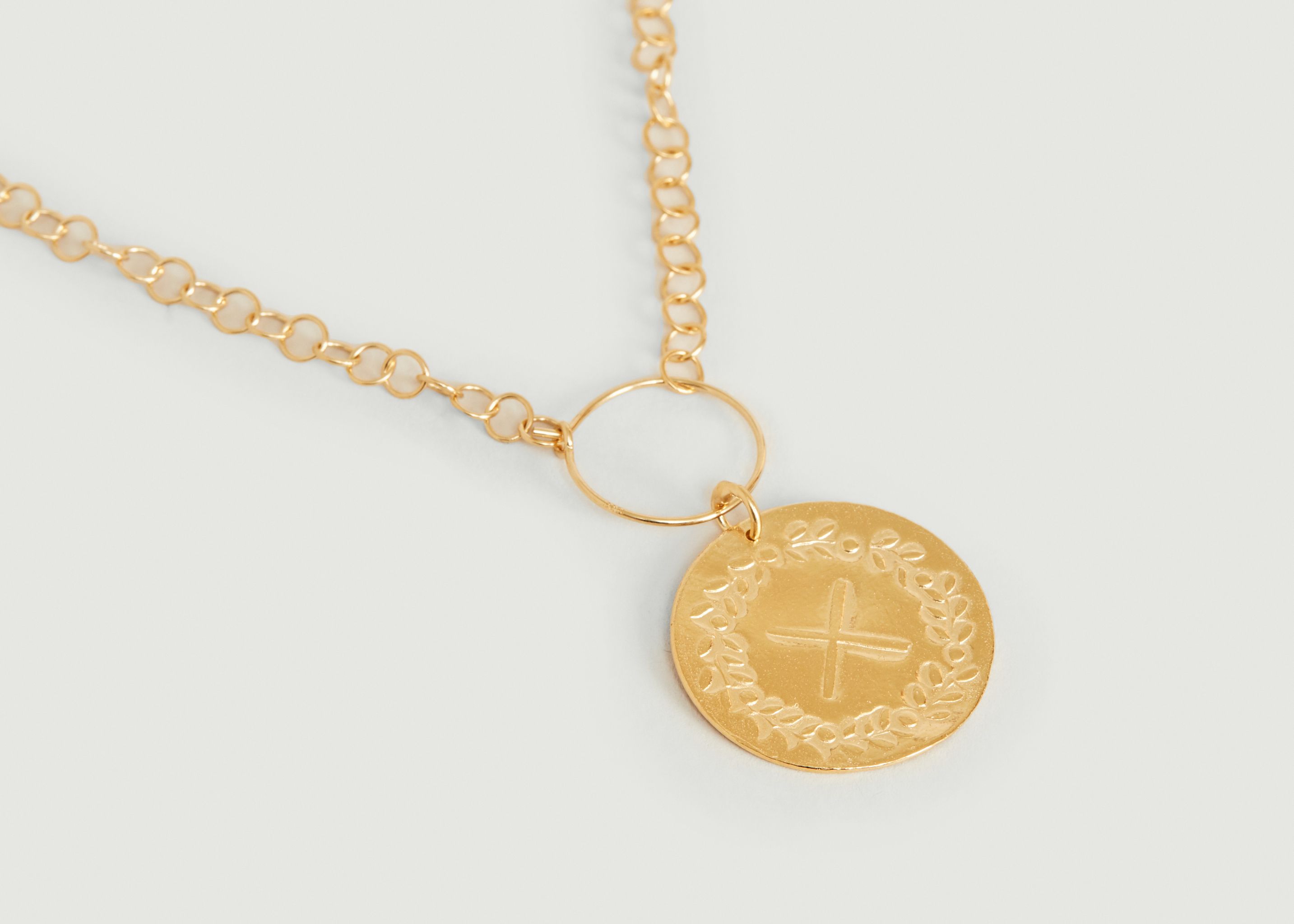 Lauriers S vermeil medal necklace to personalize - Par Coeur