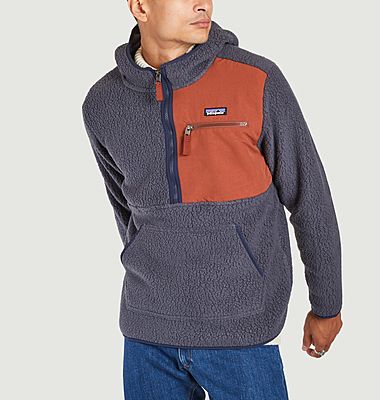 Retro Pile high collar hooded fleece jacket