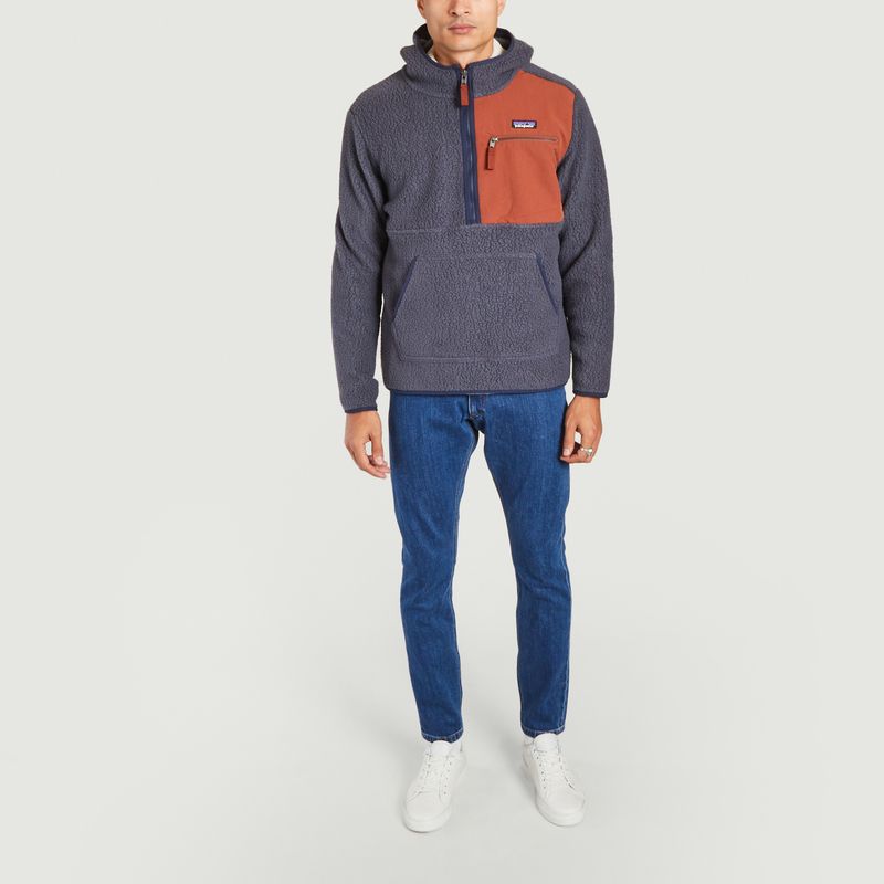 Retro Pile high collar hooded fleece 