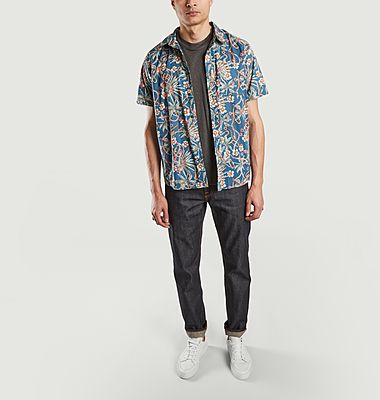 Tropical flower print short sleeve shirt