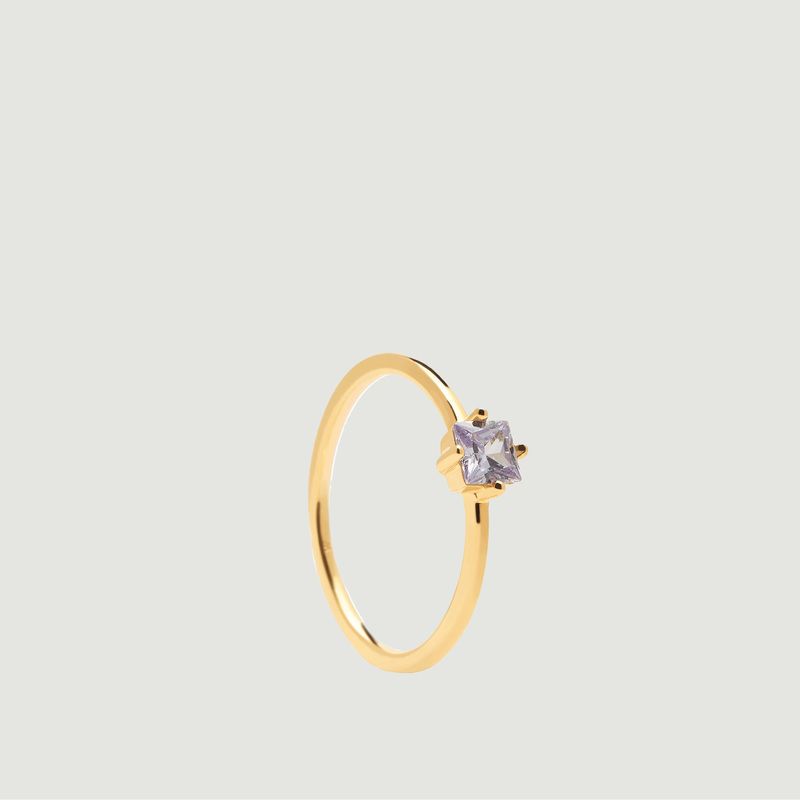 Lavender Lis Cavalier gold plated silver ring - PDPAOLA